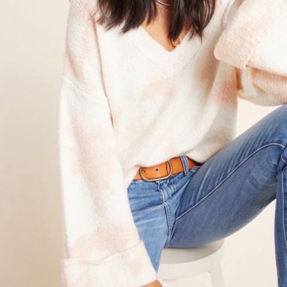 Anthropologie Sweater Pink White Tie Dye Knit MP